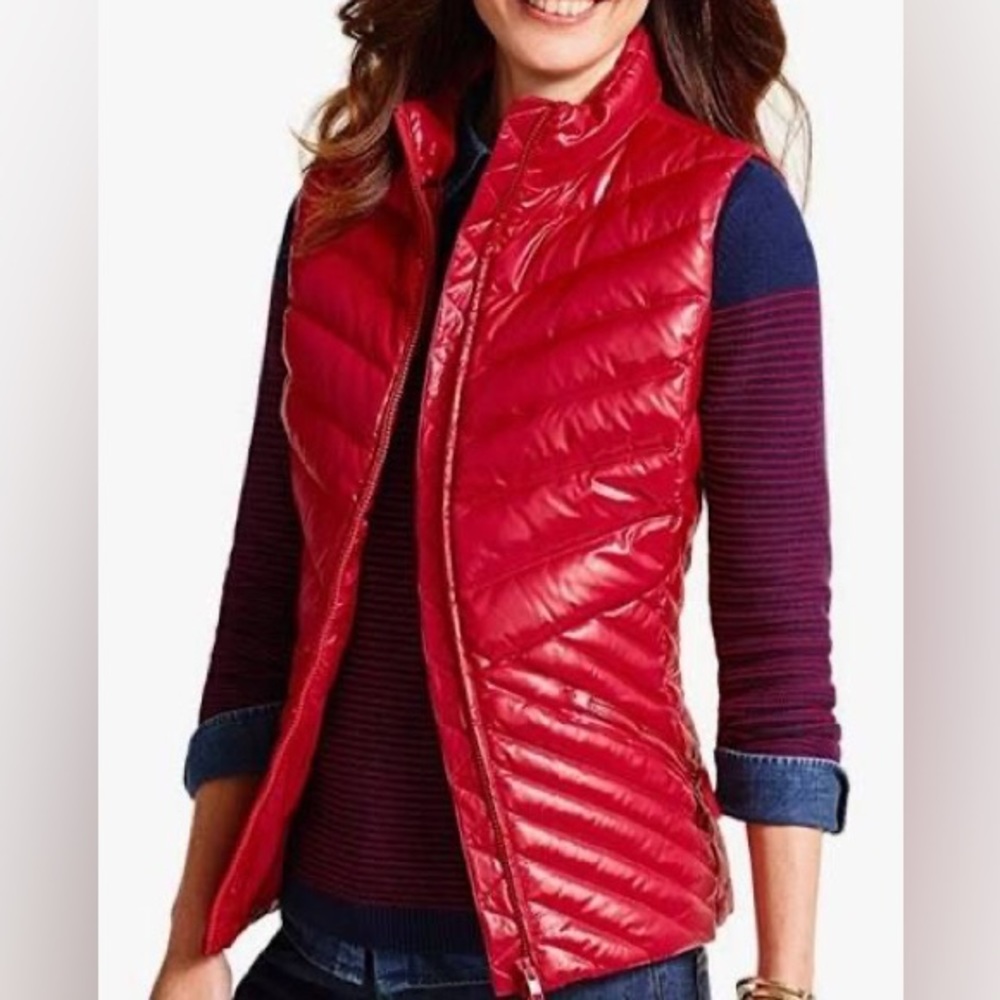 Talbots Red Quilted Puffer Vest